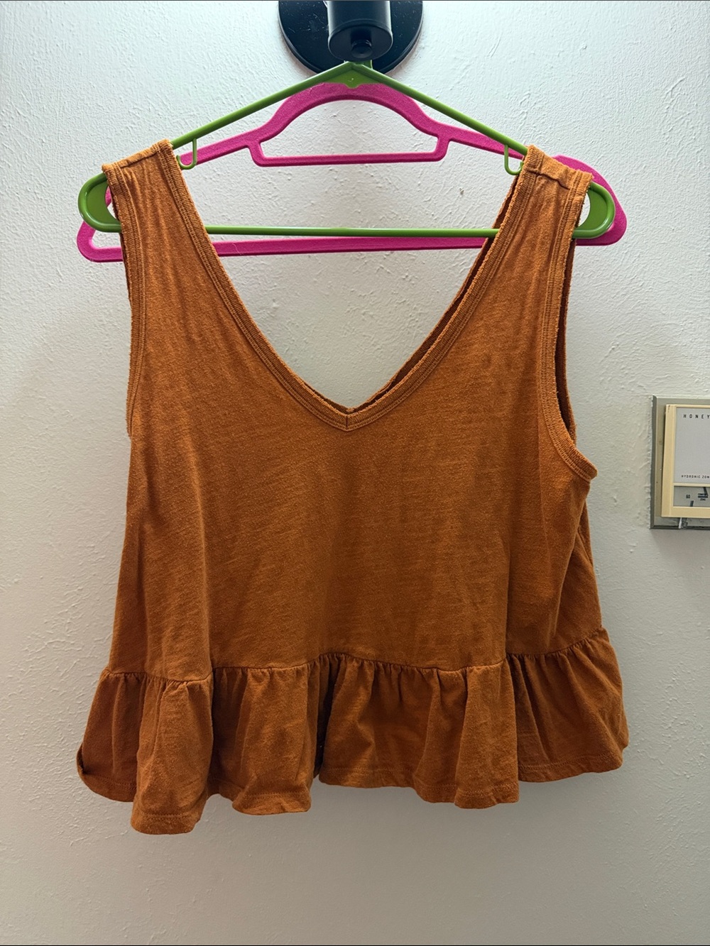 wild fable Rust Ruffle-Hem V-Neck Tank Top